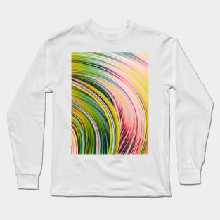 Pink, Yellow & Green Abstract Colorful Art Strands Long Sleeve T-Shirt